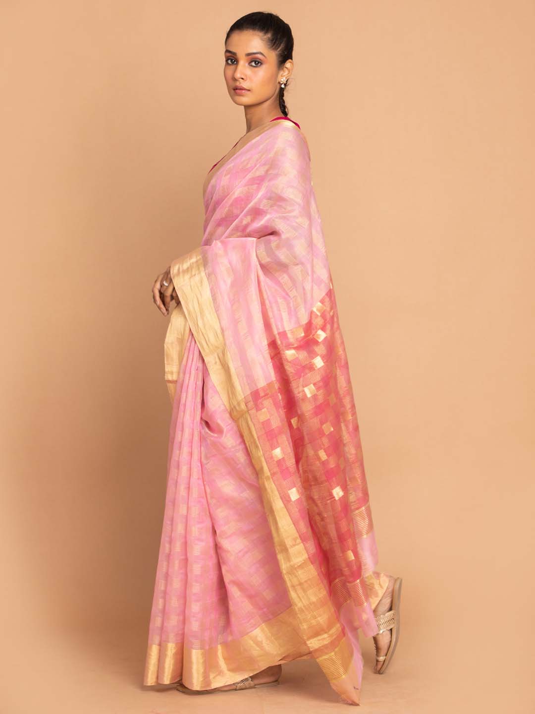 Indethnic Chanderi Handloom Silk Cotton Saree - View 2