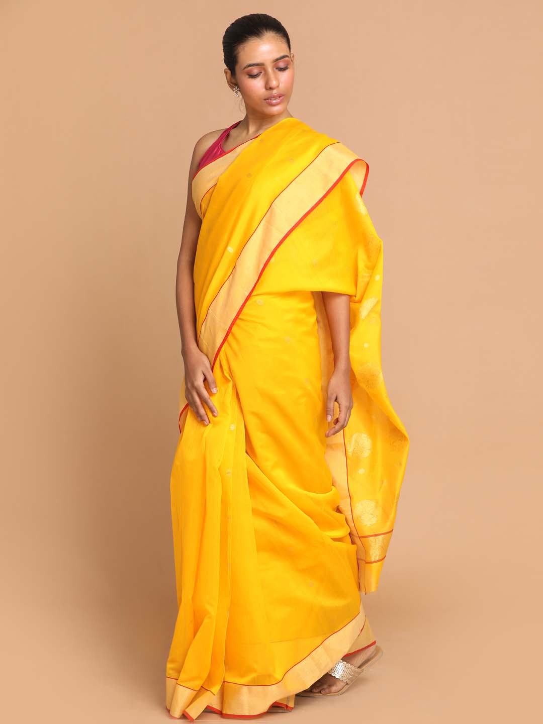 Indethnic Chanderi Handloom Silk Cotton Saree - View 2