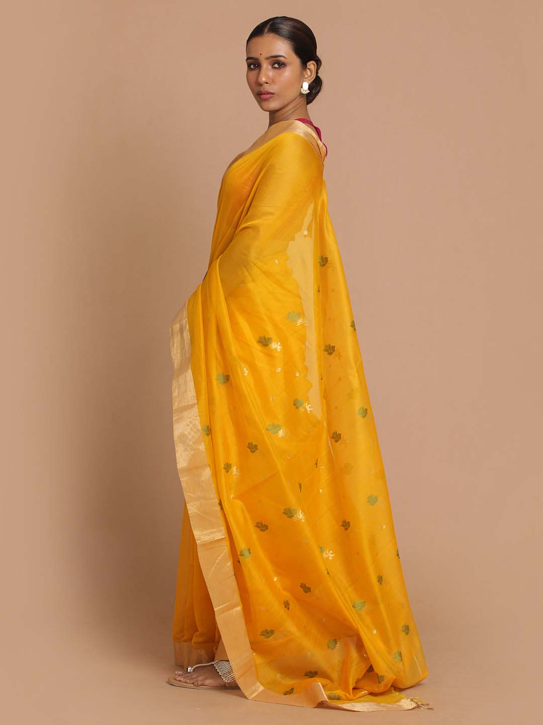 Indethnic Chanderi Handloom Silk Cotton Saree - View 2