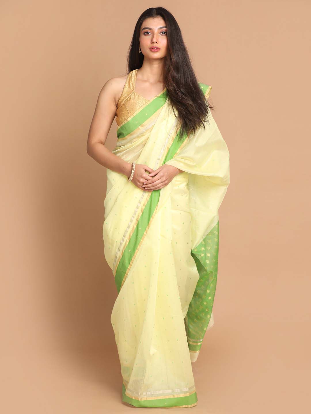 Indethnic Chanderi Handloom Silk Cotton Saree - View 1