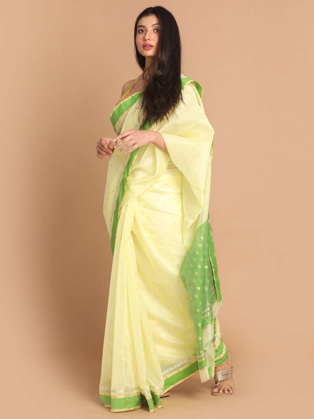 Indethnic Chanderi Handloom Silk Cotton Saree - View 2