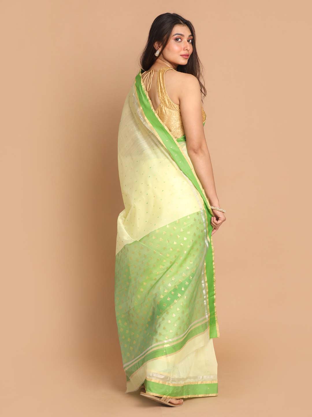 Indethnic Chanderi Handloom Silk Cotton Saree - View 3