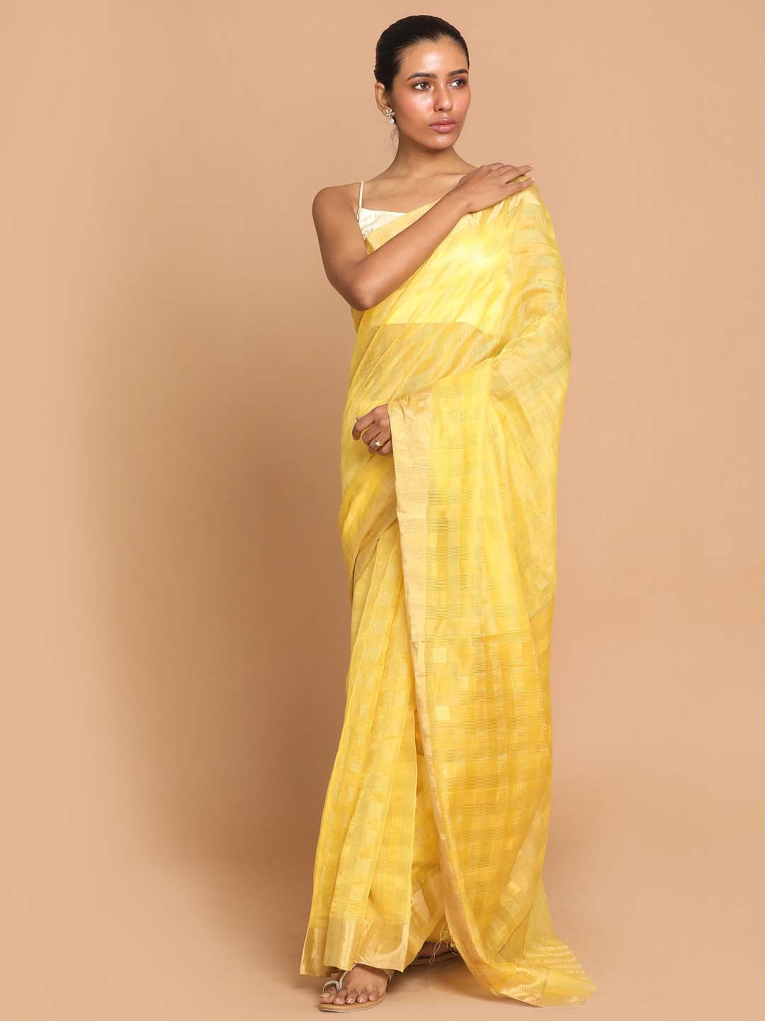 Indethnic Chanderi Handloom Silk Cotton Saree - View 1