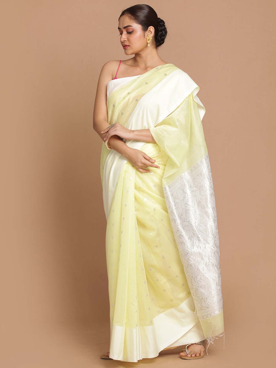 Indethnic Chanderi Handloom Silk Cotton Saree - View 2