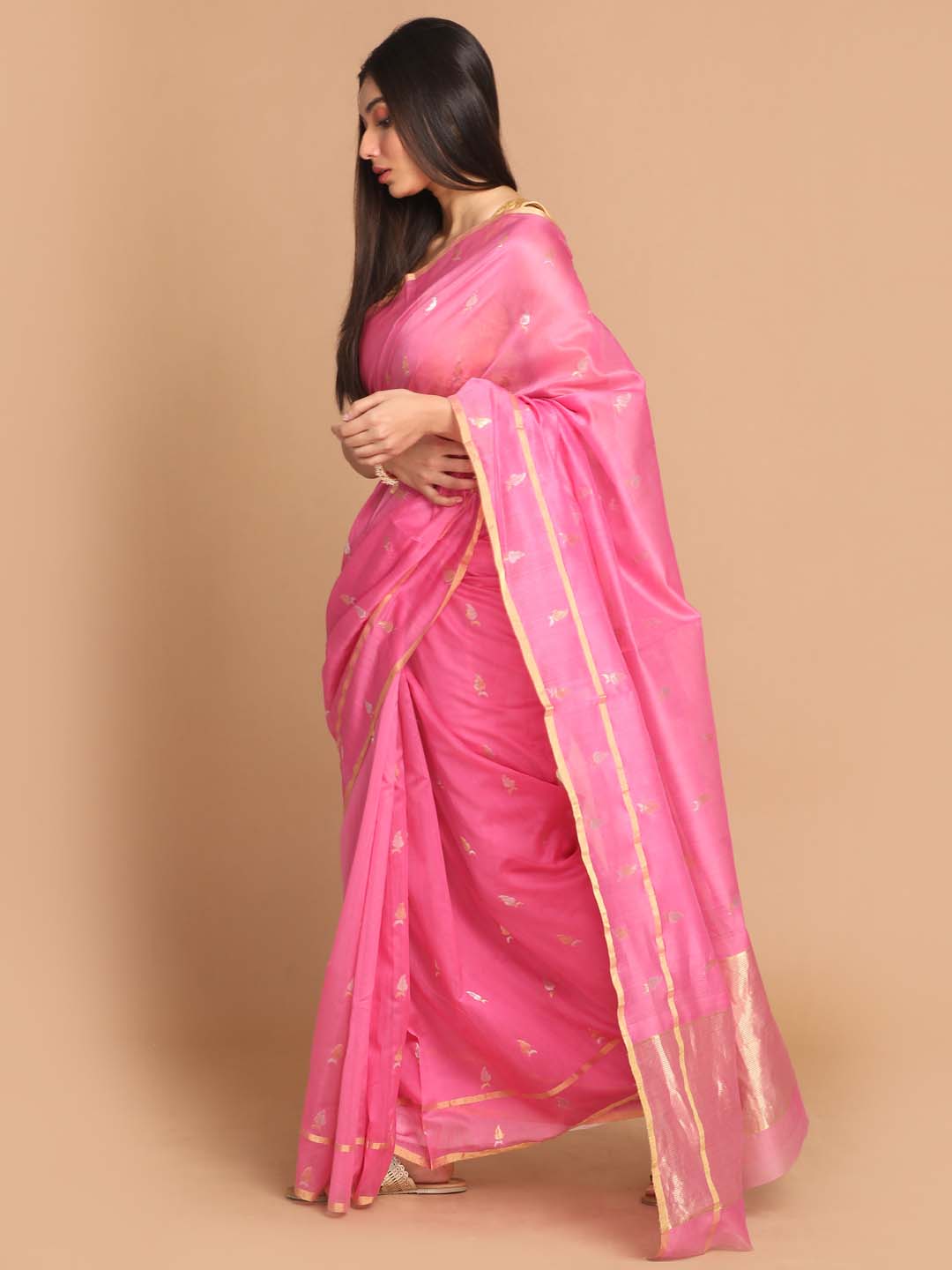 Indethnic Chanderi Handloom Silk Cotton Saree - View 2