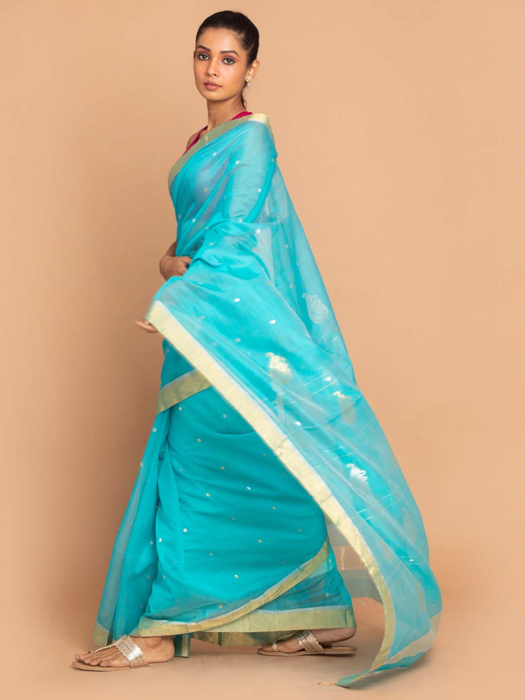 Indethnic Chanderi Handloom Silk Cotton Saree - View 2