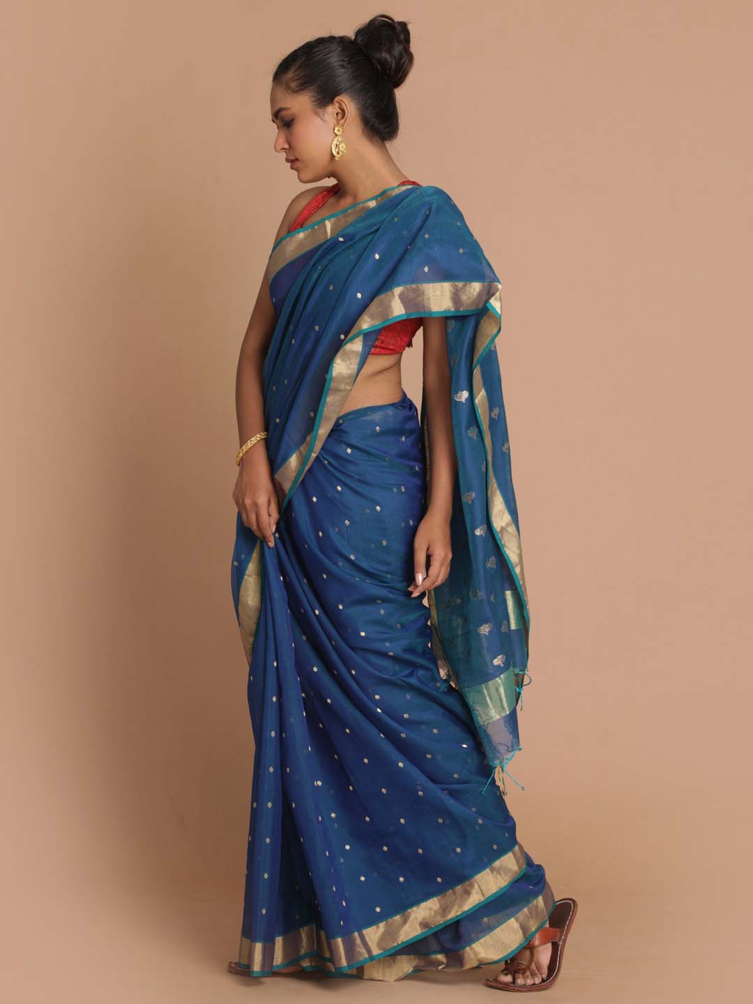 Indethnic Chanderi Handloom Silk Cotton Saree - View 2