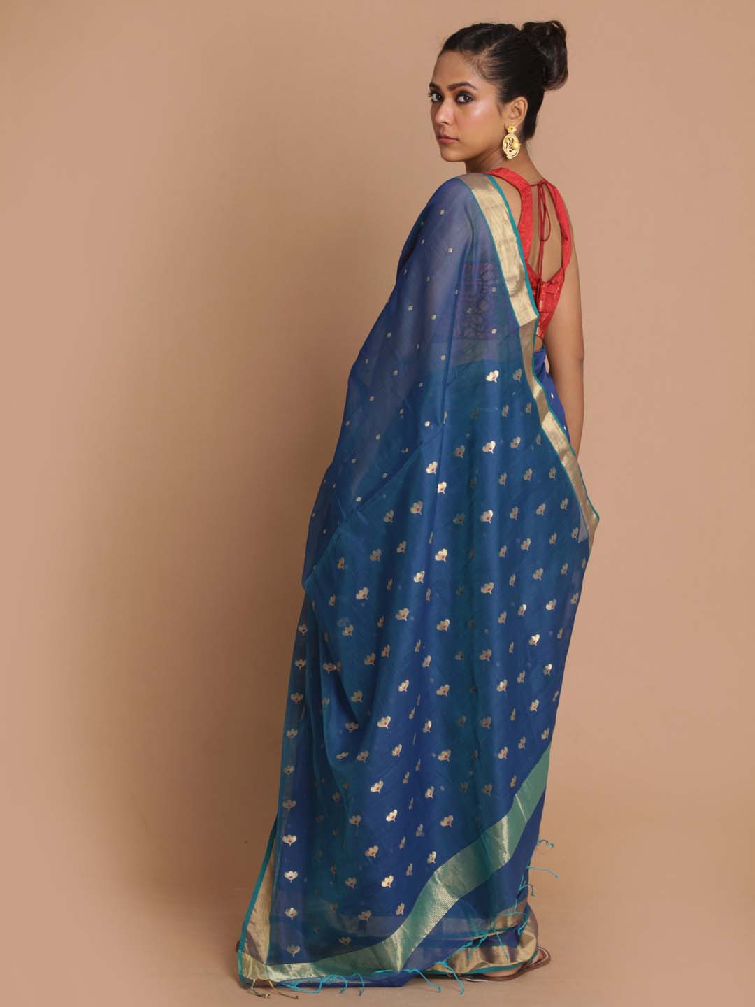 Indethnic Chanderi Handloom Silk Cotton Saree - View 3