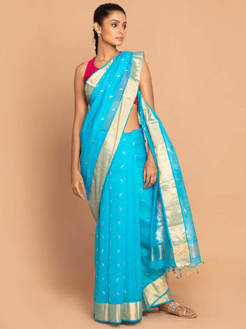 AZURE LOVE (CHANDERI SILK COTTON SAREE)