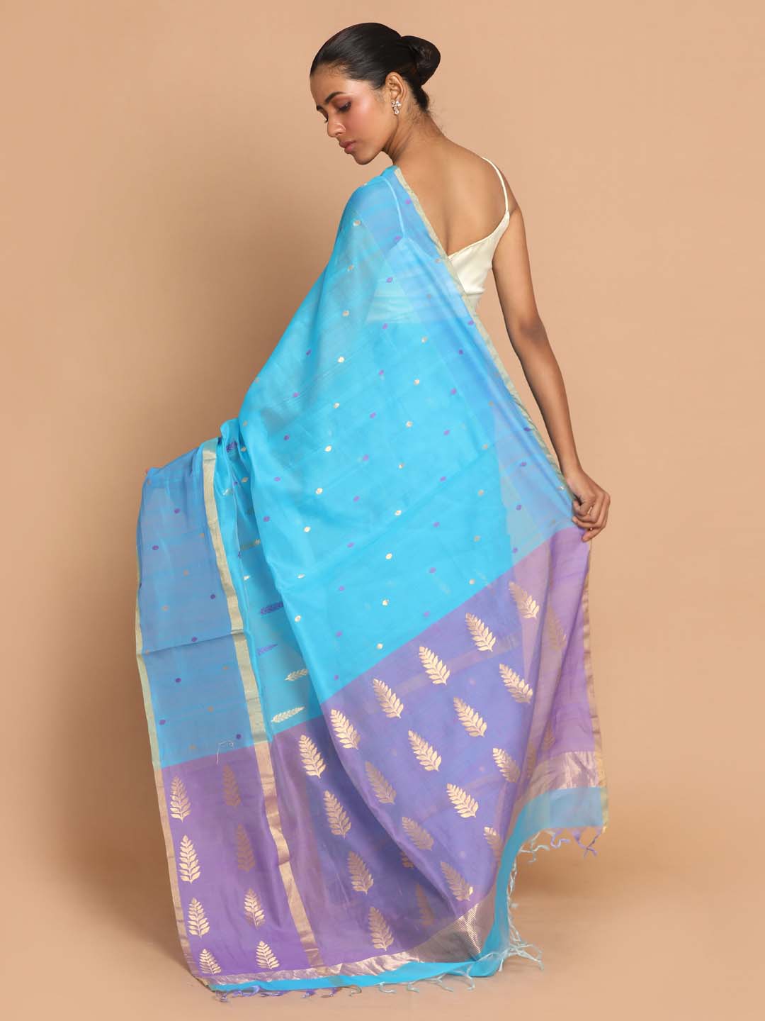 Indethnic Chanderi Handloom Silk Cotton Saree - View 3