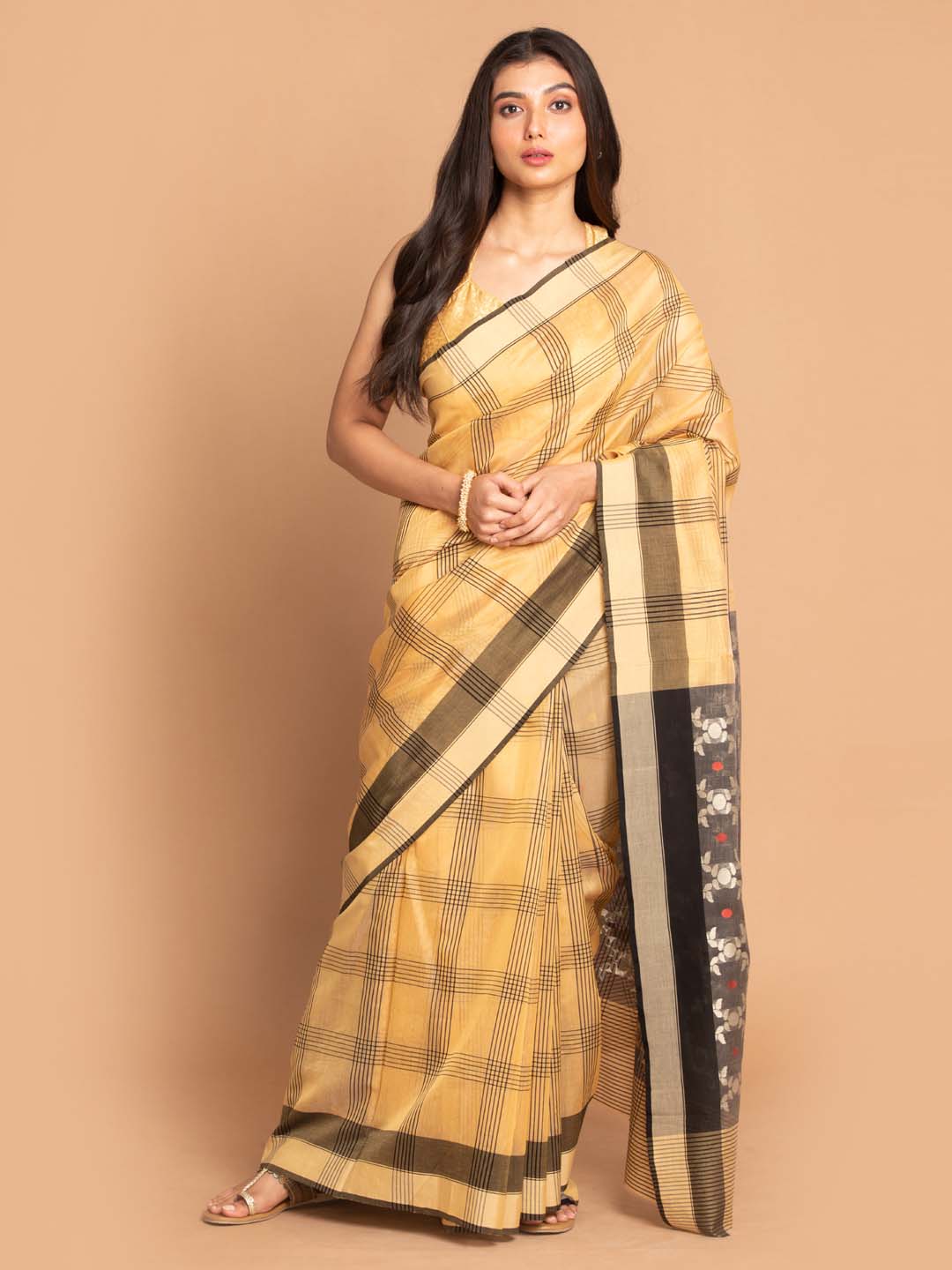 Indethnic Chanderi Handloom Silk Cotton Saree - View 1