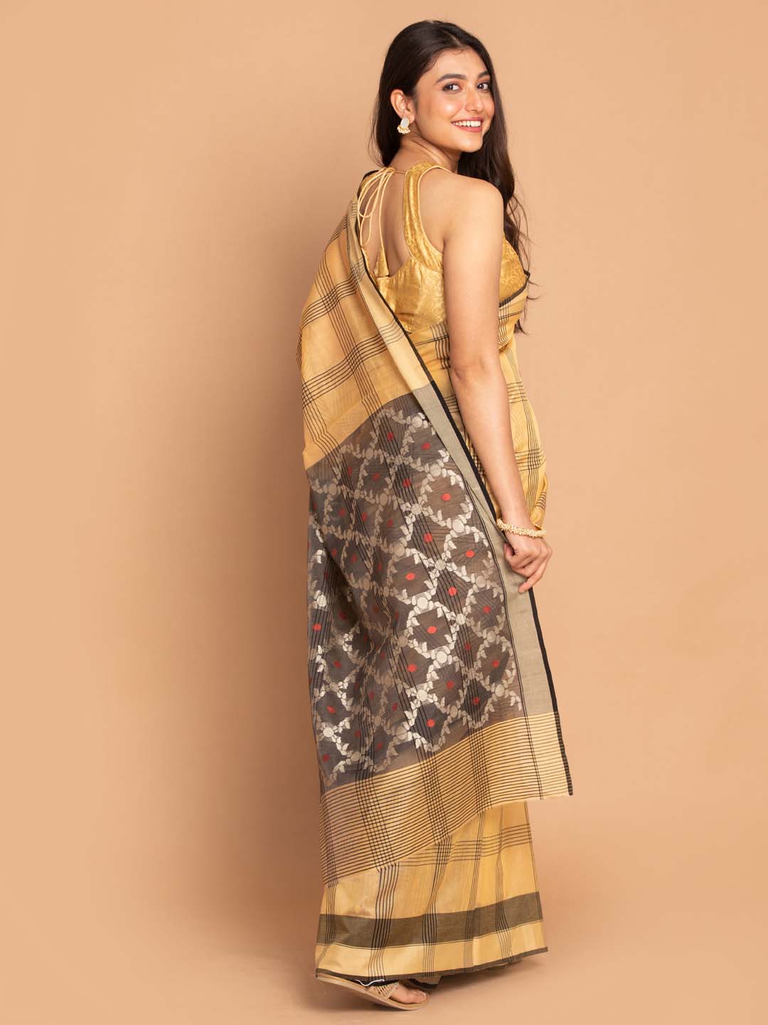 Indethnic Chanderi Handloom Silk Cotton Saree - View 3