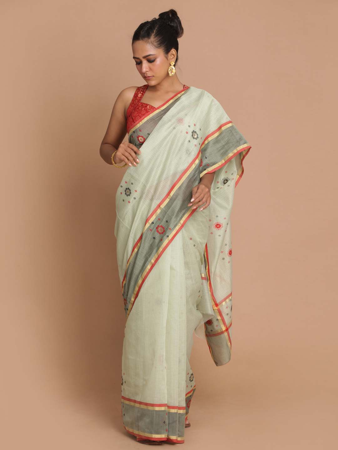 Indethnic Chanderi Handloom Silk Cotton Saree - View 1