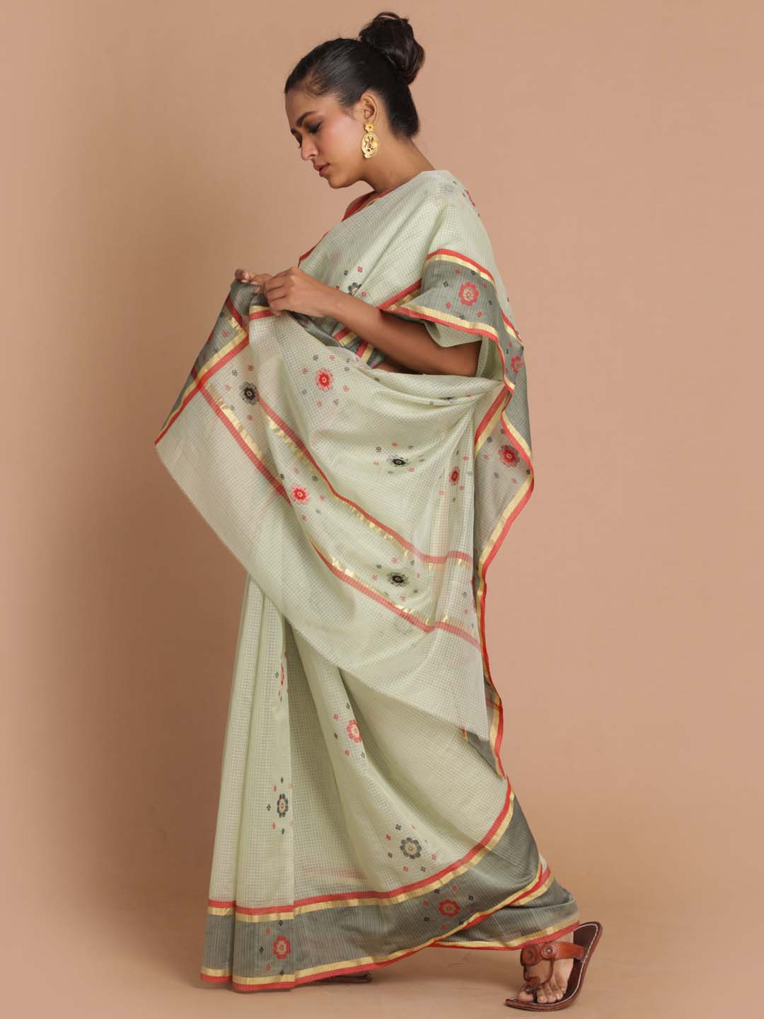 Indethnic Chanderi Handloom Silk Cotton Saree - View 2