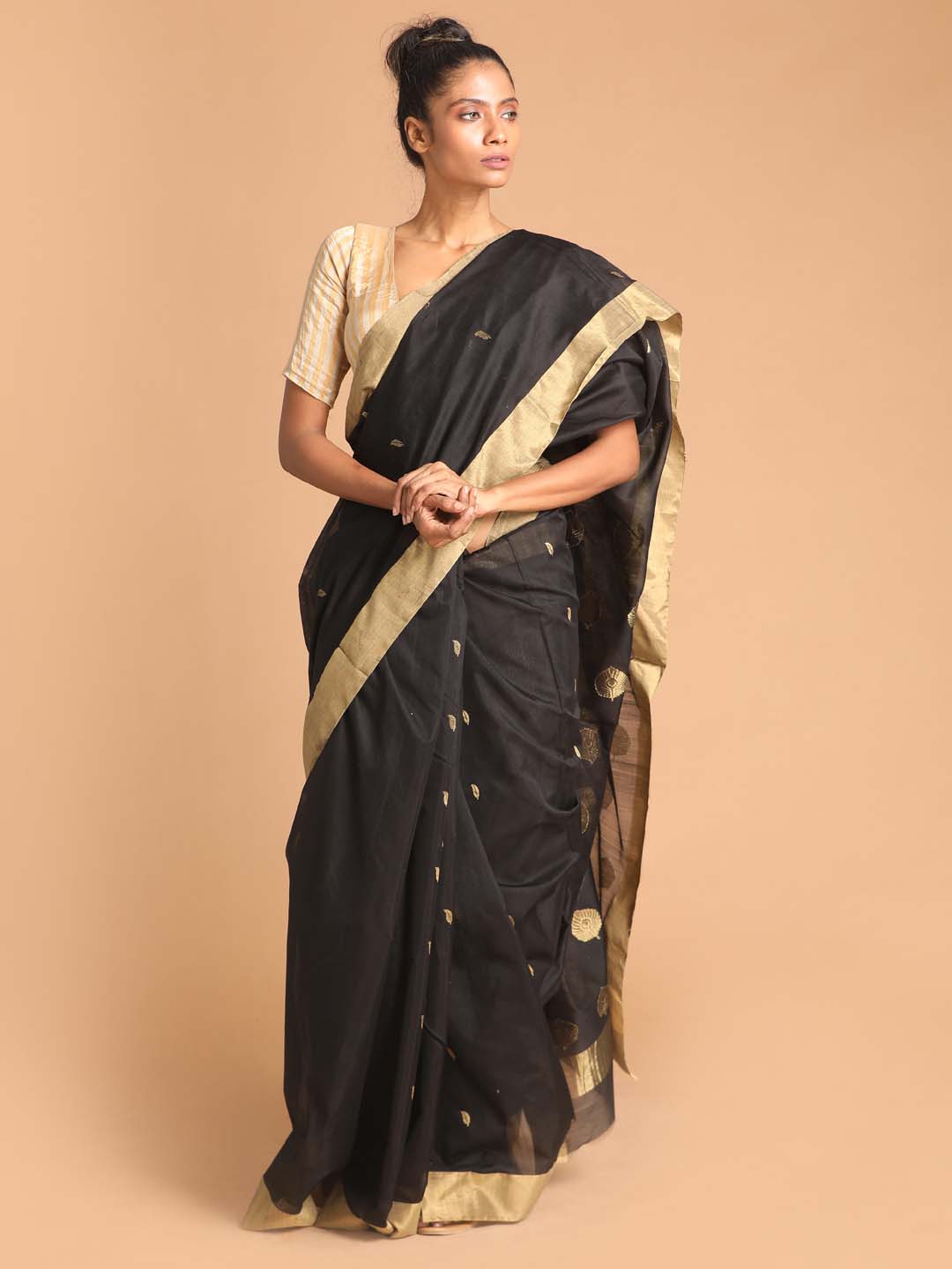 Indethnic Chanderi Handloom Silk Cotton Saree - View 1