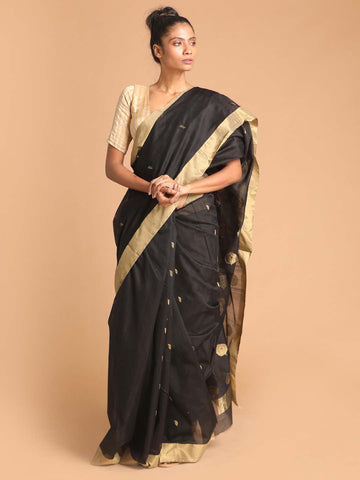 SIMPLY SMART BLACK (CHANDERI SILK COTTON SAREE)