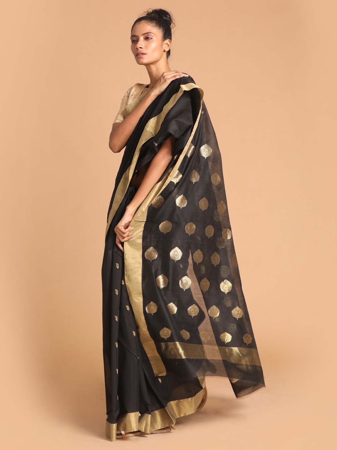 Indethnic Chanderi Handloom Silk Cotton Saree - View 2