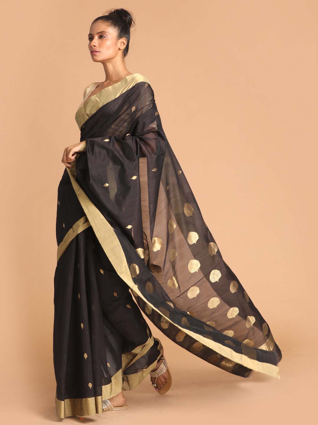 Indethnic Chanderi Handloom Silk Cotton Saree - View 2