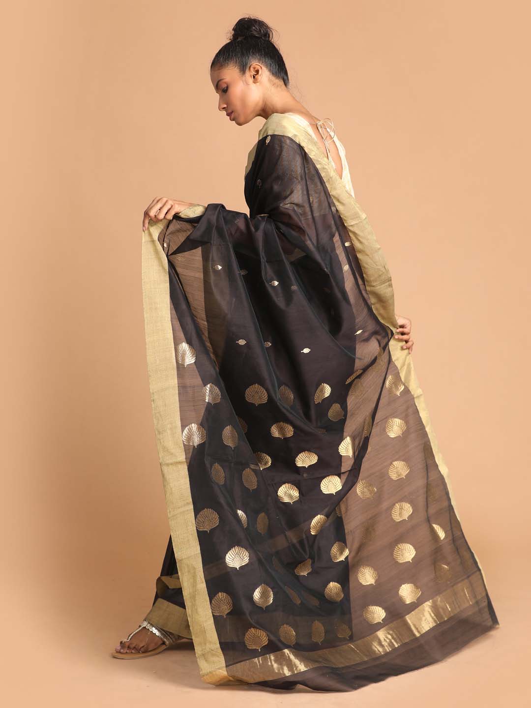 Indethnic Chanderi Handloom Silk Cotton Saree - View 3