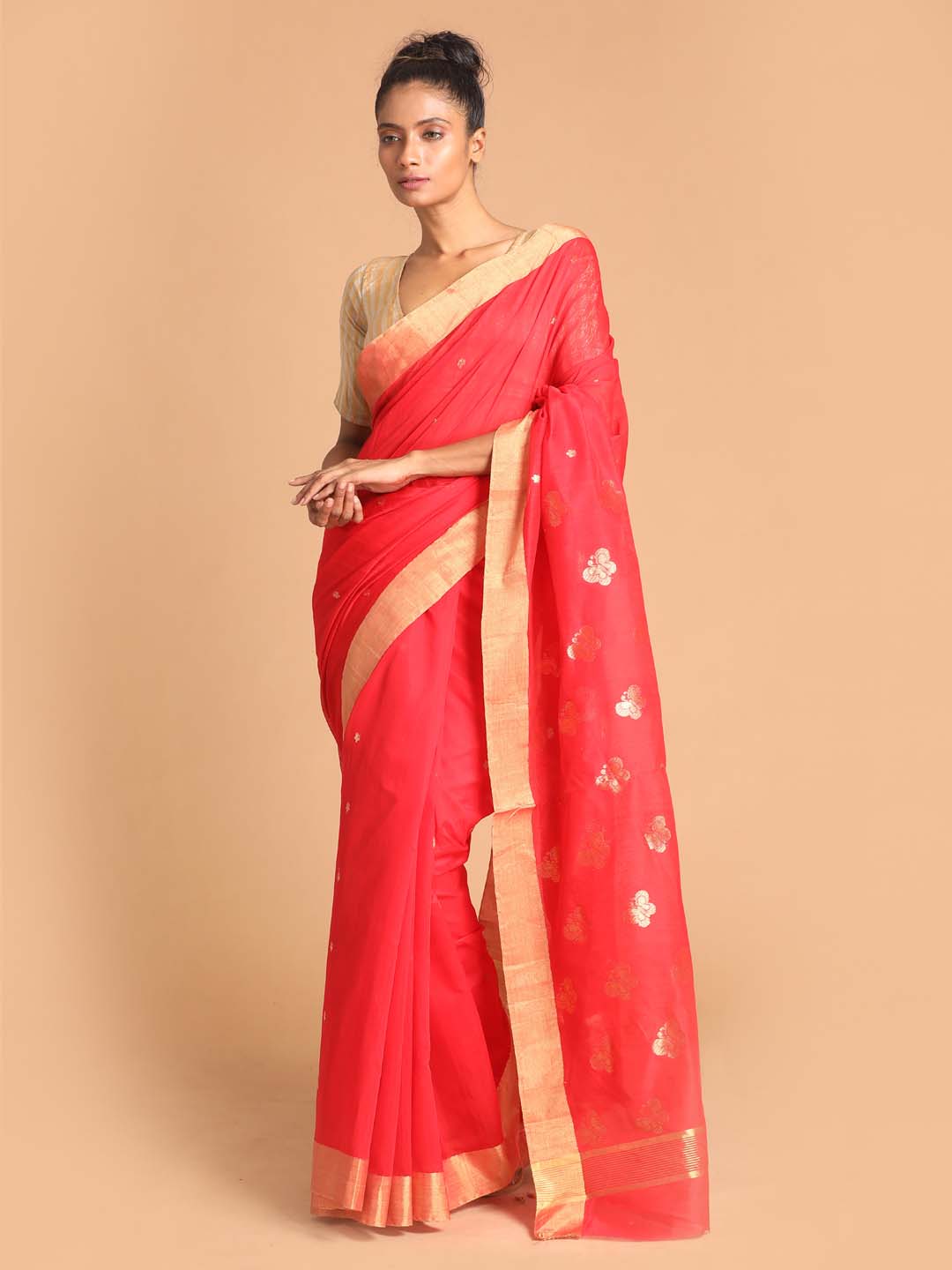 Indethnic Chanderi Handloom Silk Cotton Saree - View 1