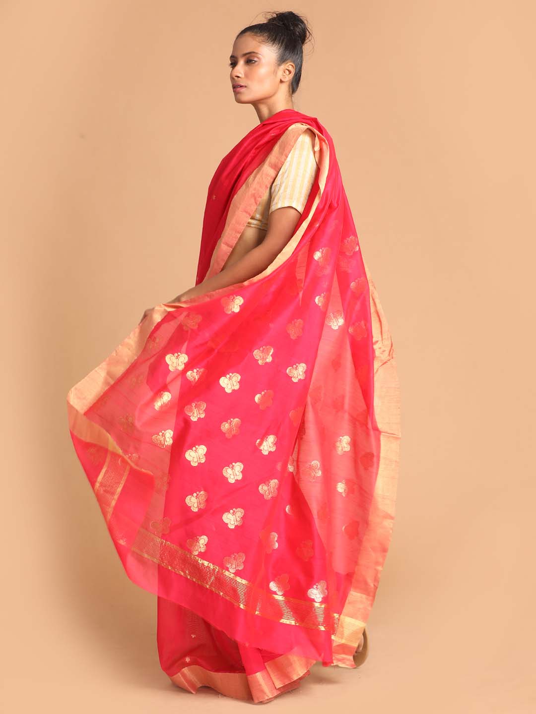 Indethnic Chanderi Handloom Silk Cotton Saree - View 2