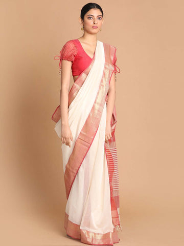 SWARNABARNA SHADA (MAHESHWARI SILK COTTON SAREE)