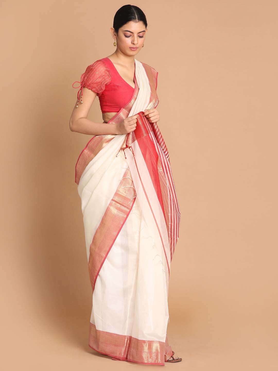 Indethnic Maheshwari Handloom Silk Cotton Saree - View 2