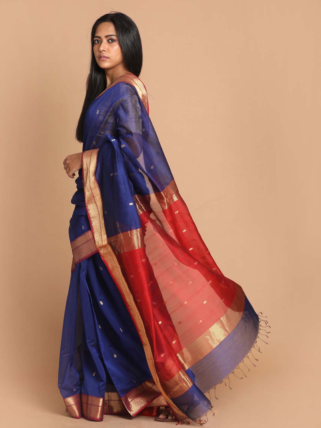 Indethnic Maheshwari Handloom Silk Cotton Saree - View 2