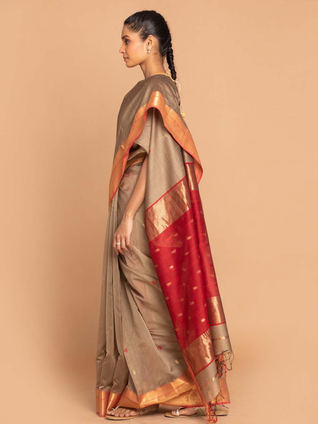 Indethnic Maheshwari Handloom Silk Cotton Saree - View 2