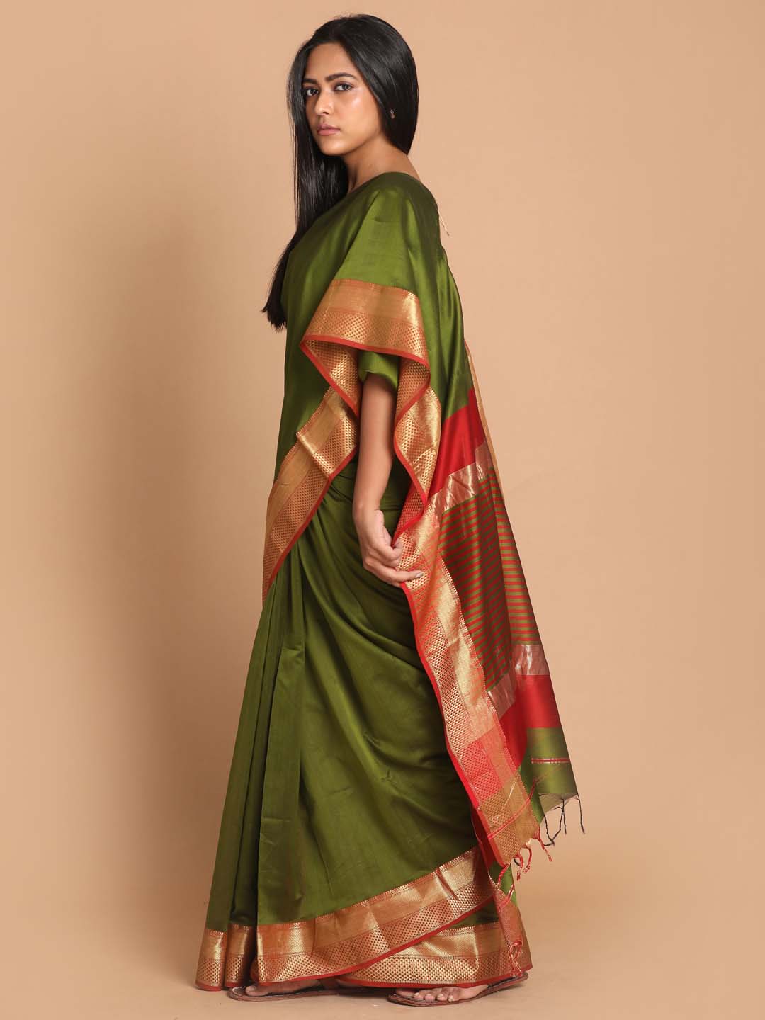 Indethnic Maheshwari Handloom Silk Cotton Saree - View 2