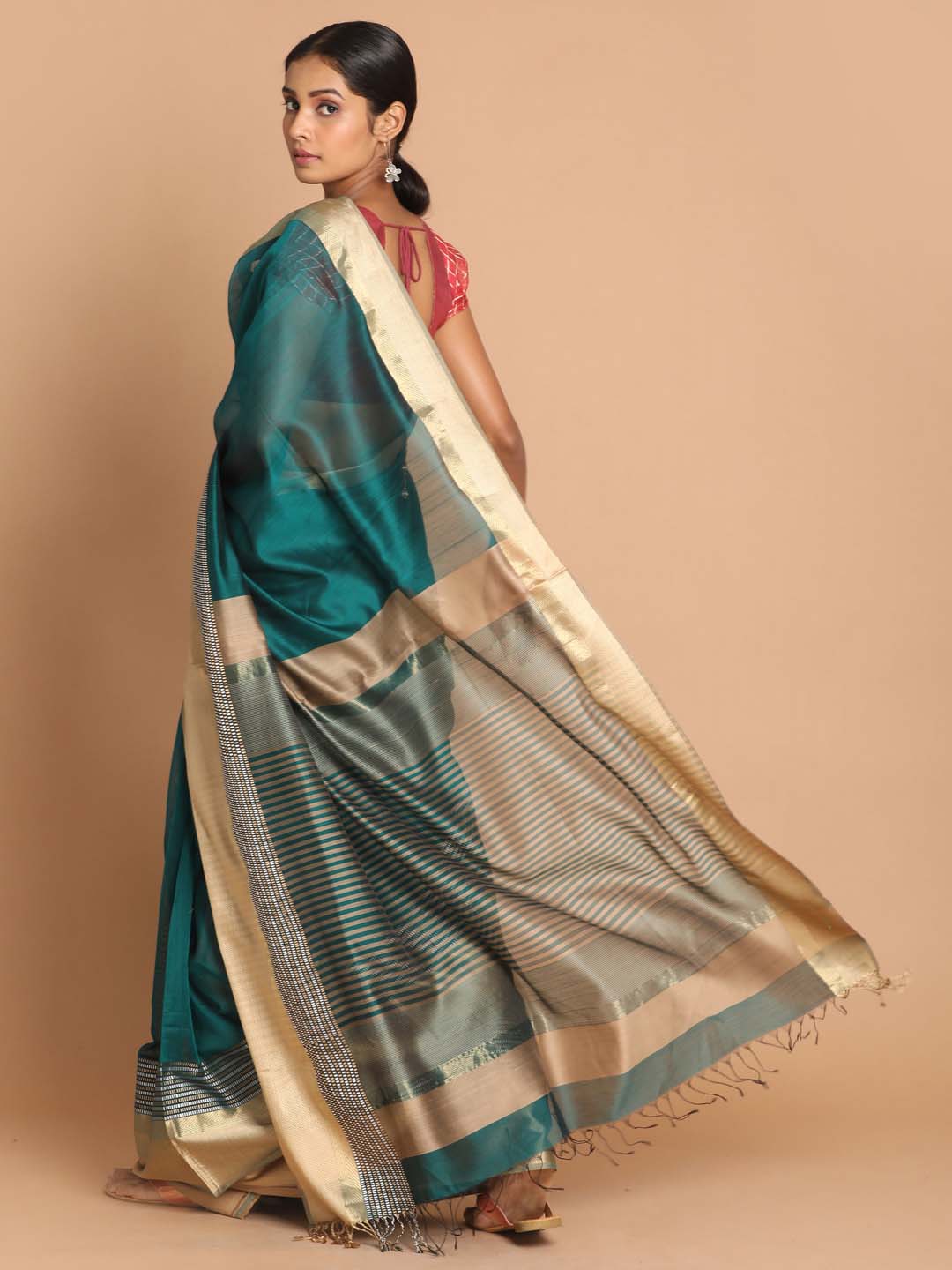 Indethnic Maheshwari Handloom Silk Cotton Saree - View 3