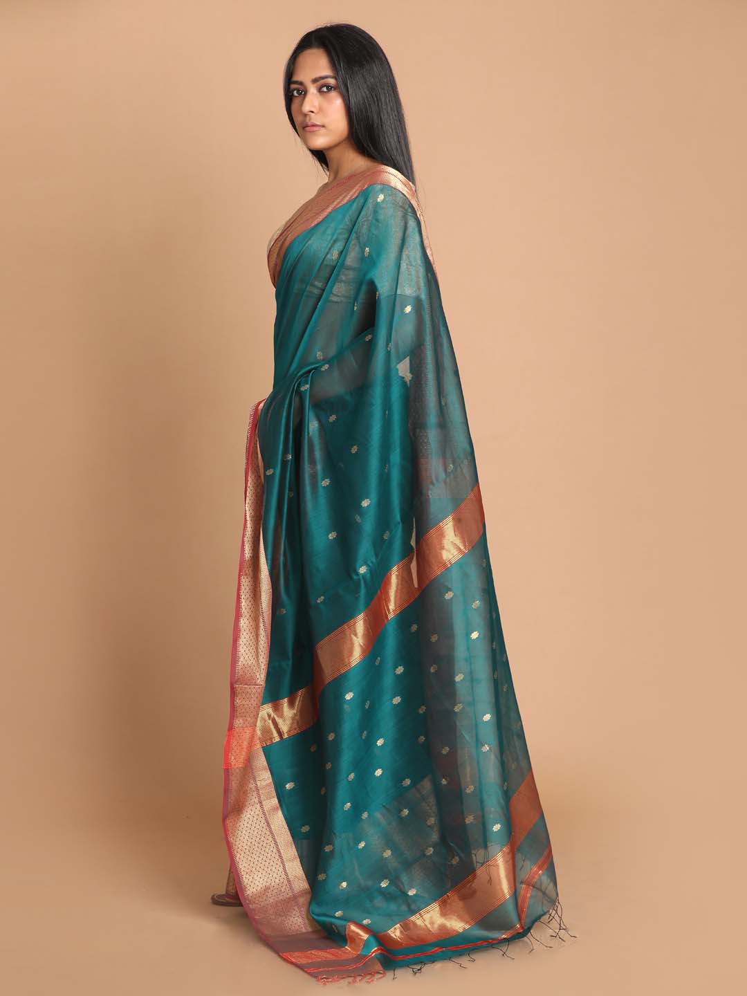 Indethnic Maheshwari Handloom Silk Cotton Saree - View 2