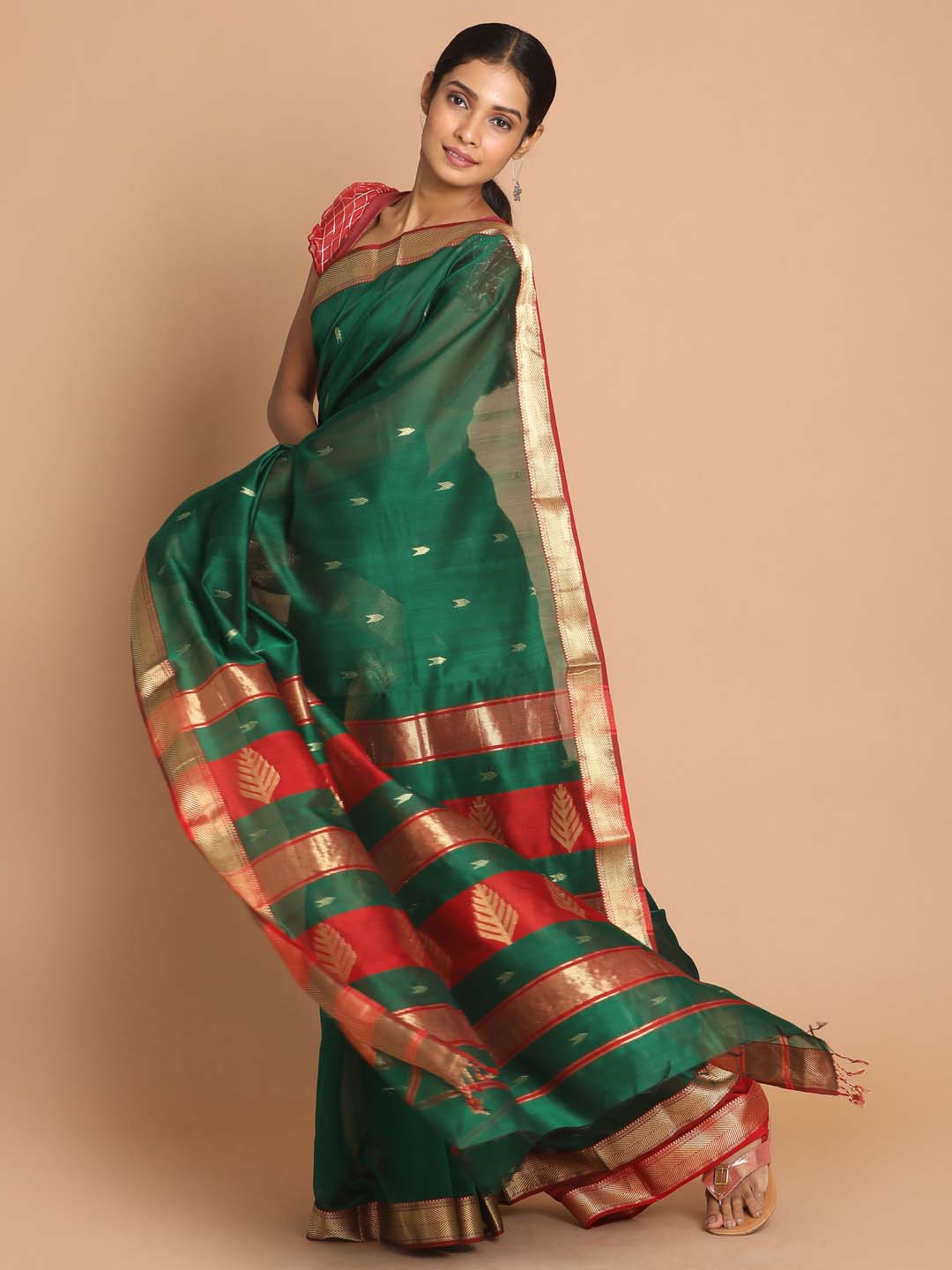 Indethnic Maheshwari Handloom Silk Cotton Saree - View 2