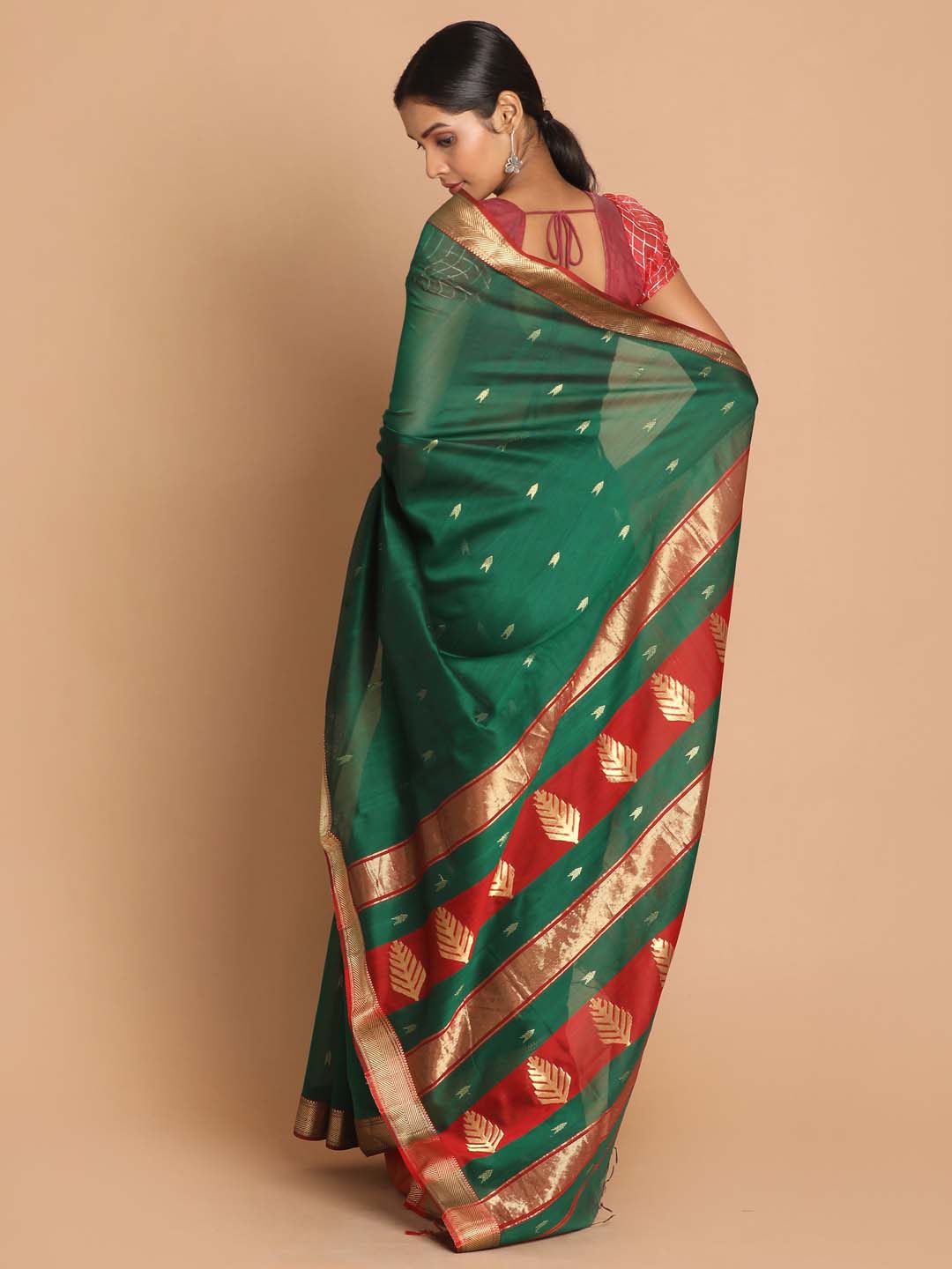 Indethnic Maheshwari Handloom Silk Cotton Saree - View 3