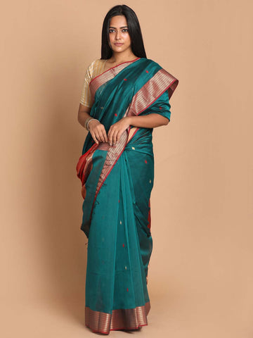 TEAL BLISS (MAHESHWARI SILK COTTON SAREE)