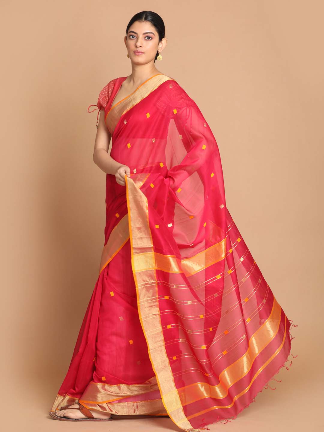 Indethnic Maheshwari Handloom Silk Cotton Saree - View 2