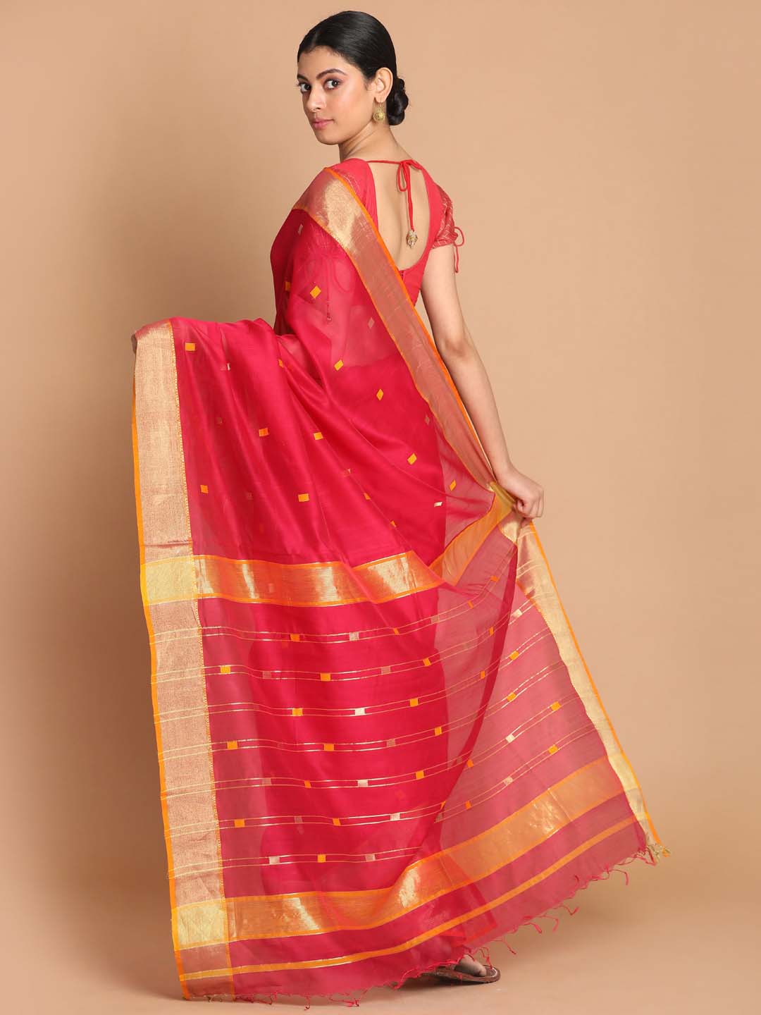 Indethnic Maheshwari Handloom Silk Cotton Saree - View 3