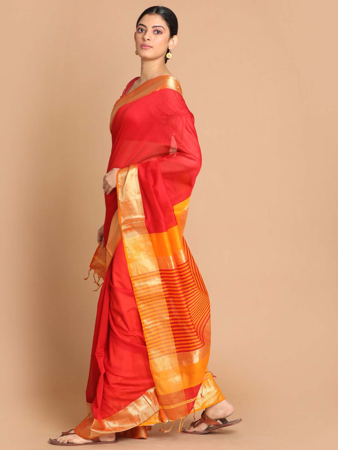 Indethnic Maheshwari Handloom Silk Cotton Saree - View 2