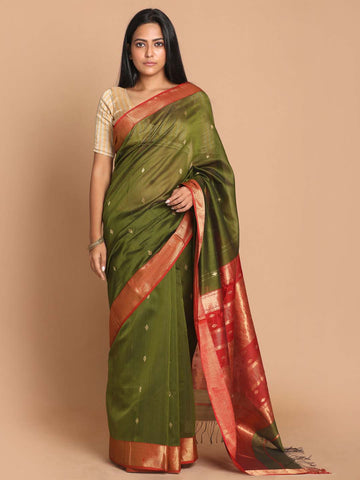 OLIVE DRINK (MAHESHWARI SILK COTTON SAREE)