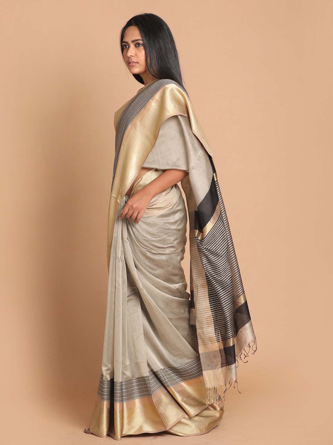 Indethnic Maheshwari Handloom Silk Cotton Saree - View 2