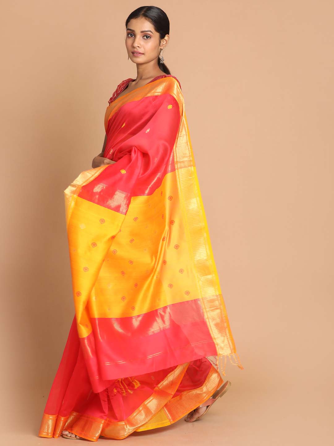 Indethnic Maheshwari Handloom Silk Cotton Saree - View 2