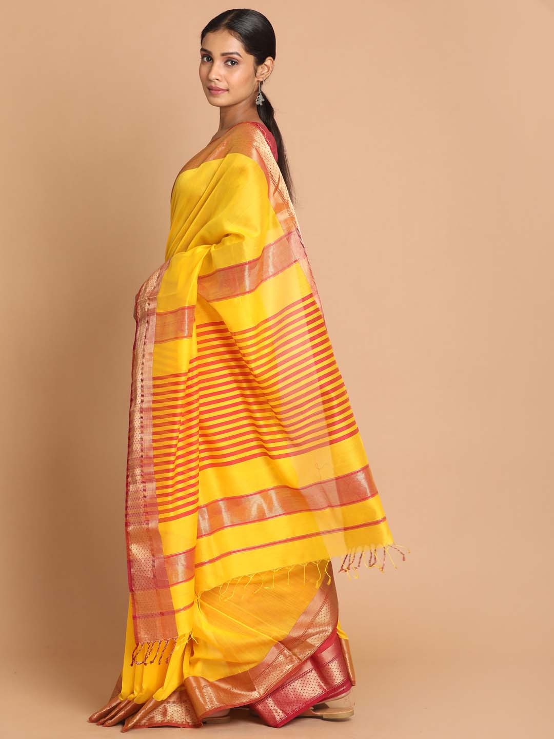 Indethnic Maheshwari Handloom Silk Cotton Saree - View 2