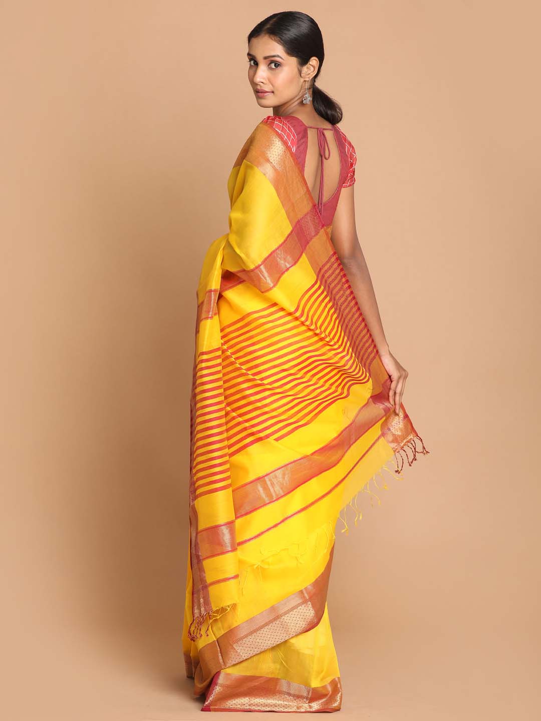 Indethnic Maheshwari Handloom Silk Cotton Saree - View 3