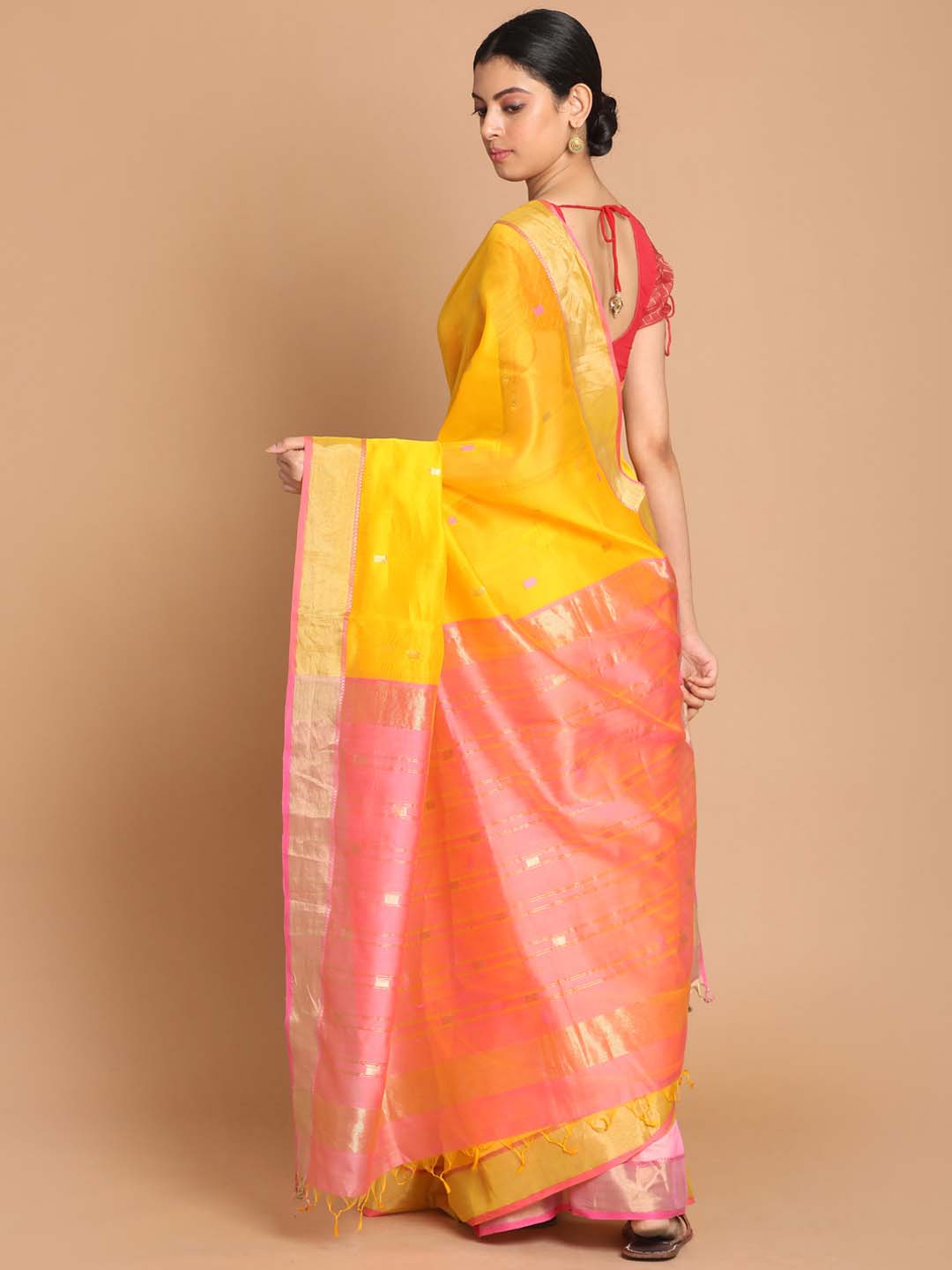 Indethnic Maheshwari Handloom Silk Cotton Saree - View 3