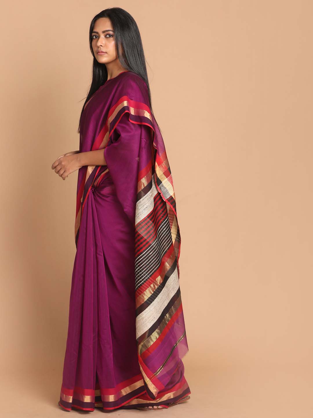 Indethnic Maheshwari Handloom Silk Cotton Saree - View 2