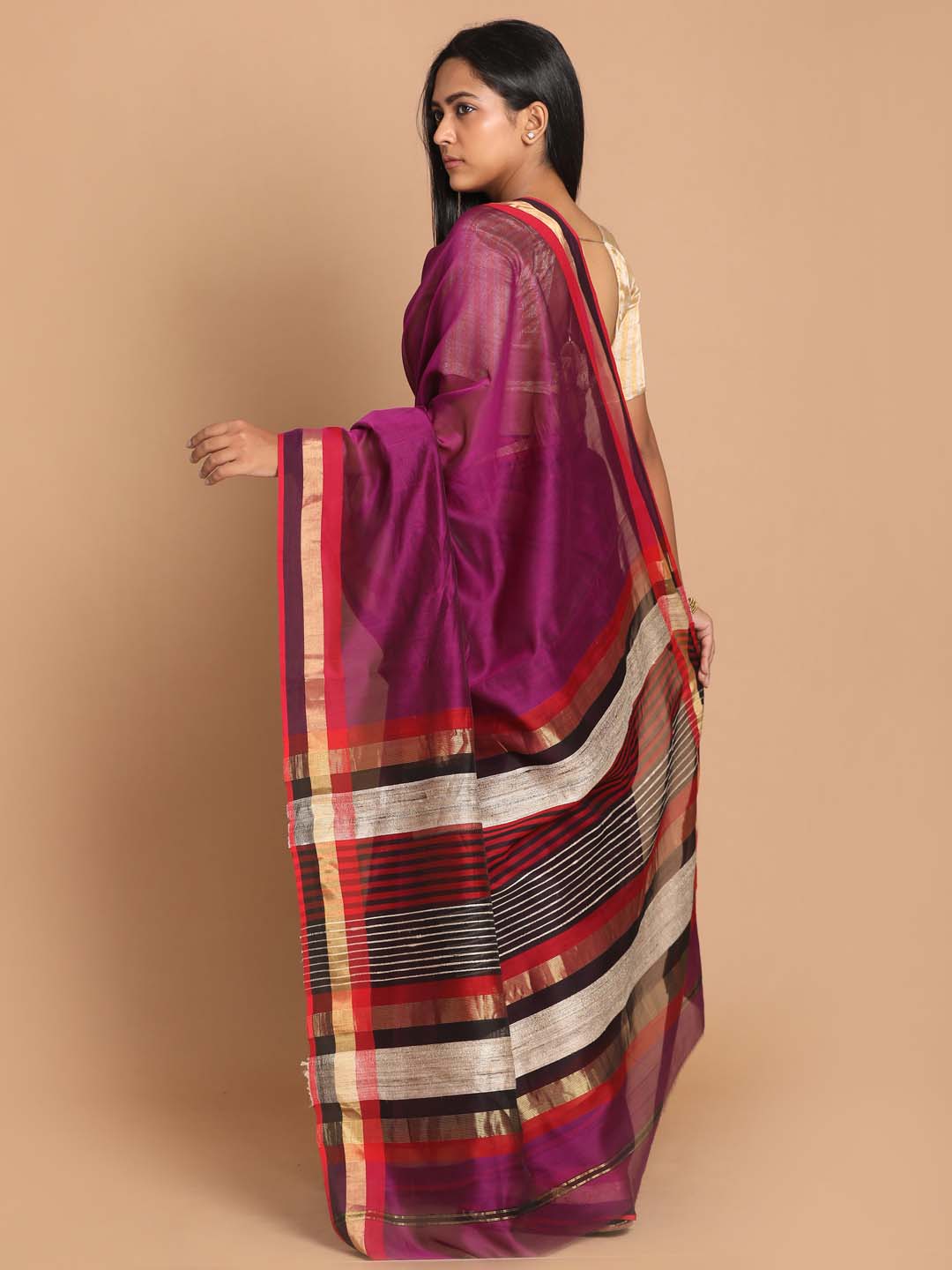 Indethnic Maheshwari Handloom Silk Cotton Saree - View 3