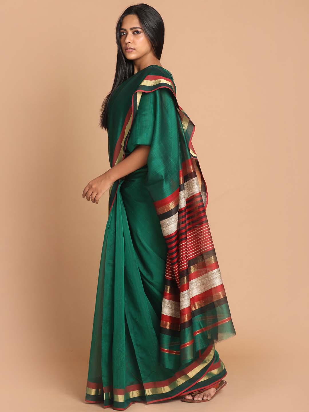 Indethnic Maheshwari Handloom Silk Cotton Saree - View 2