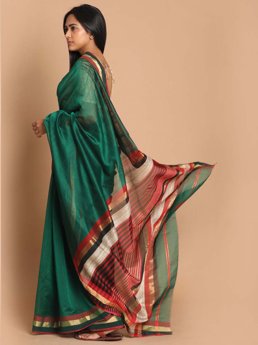 Indethnic Maheshwari Handloom Silk Cotton Saree - View 3