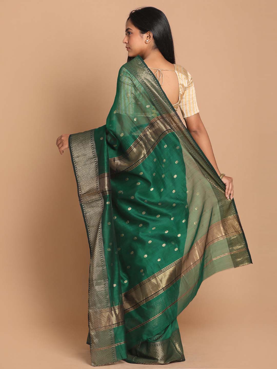 Indethnic Maheshwari Handloom Silk Cotton Saree - View 3