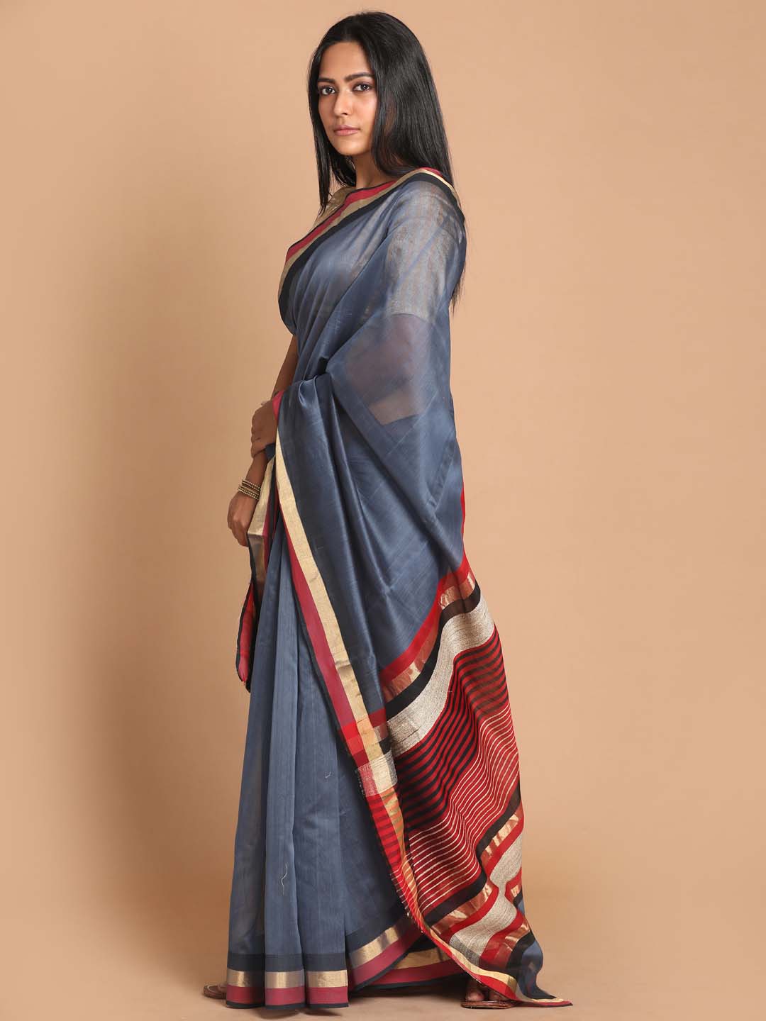 Indethnic Maheshwari Handloom Silk Cotton Saree - View 2